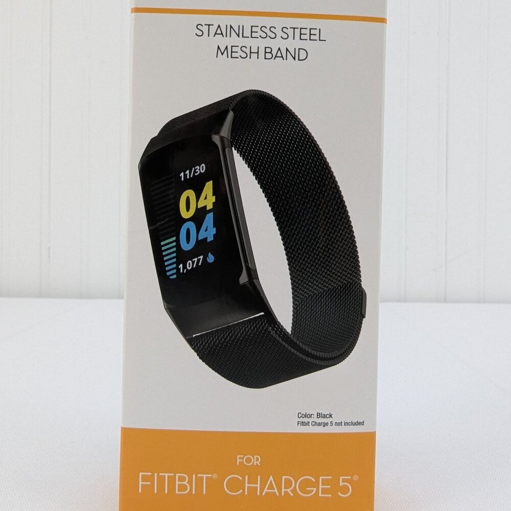 Withit Stainless Steel Mesh Band for Fitbit Charge 5 Black New in Package